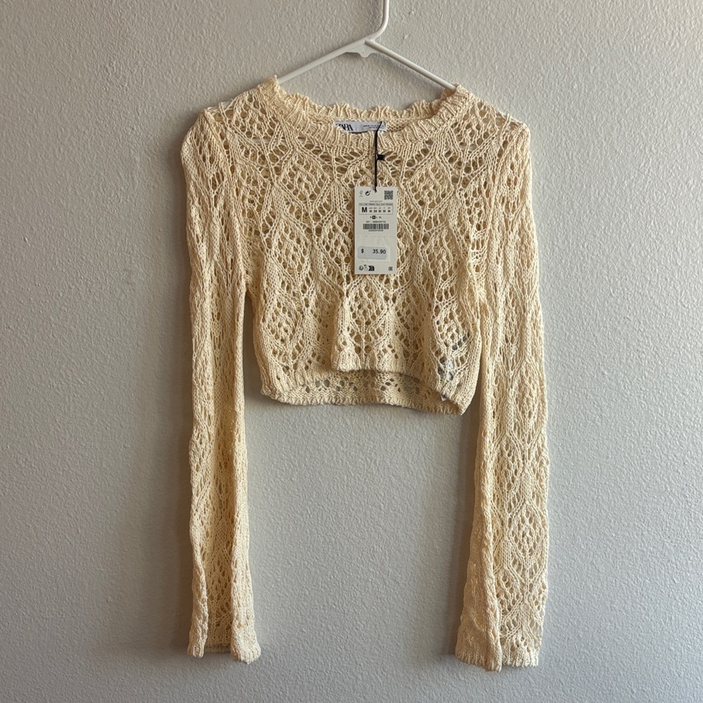Zara Cream Lace Crop Top